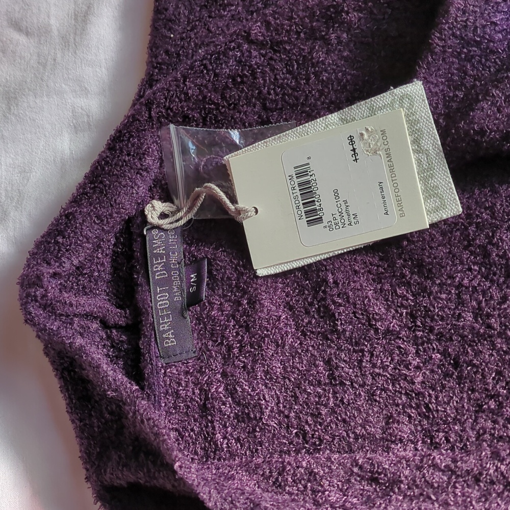 Barefoot Dreams Bamboo Chic Lite Purple Calypso Wrap Cardigan Sweater S/M✨ NEW! - Picture 6 of 16